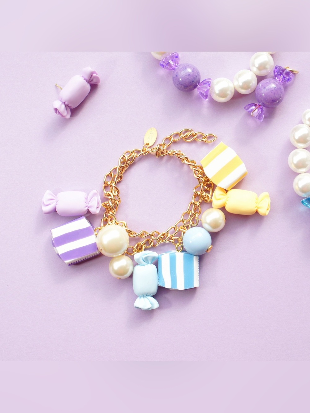 I’MMANY Milk Chews and Pearl Charm Bracelet NEW